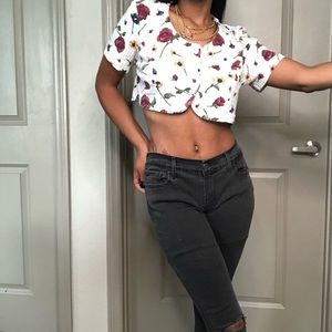 🍂Vintage White Flower Crop Top Size 10
